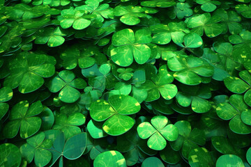Aufkleber - An abstract image featuring vibrant green hues and intricate patterns that form a collection of shamrocks, the iconic symbol of St. Patrick's Day. Generative AI technology.