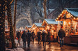 © VisualProduction - People enjoying Christmas market with holiday spirits, snowy weather, winter wonderland. Generative AI