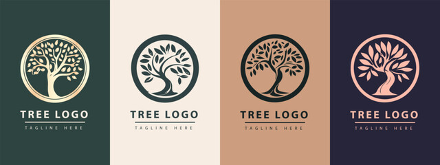 Tree vector icon. Logo design Premium Vector. Botanical plant nature symbol. Nature trees illustration logo design vector illustration.
