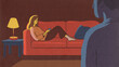 © Goce Ilievski/Stocksy - Woman on Couch Illustration