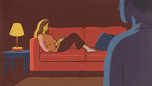 Woman On Couch Illustration