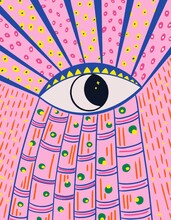 Abstract Eye On Pink Illustration