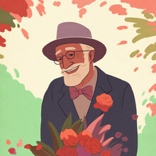 Senior Man With Flowers