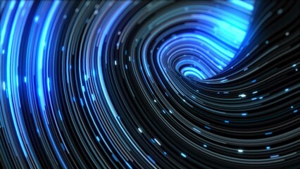 Wall Mural - Blue energy abstract swirling curved swirl lines of glowing bright magical energy streaks and flying particles background