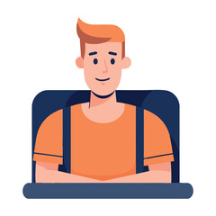 Wall Mural - laptop computer with guy on a screen icon