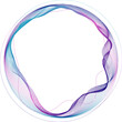 © LariBat - Round frame made of dynamic neon curved lines for technology concepts, user interface design, web design. Blue and purple lines. Transparent background