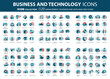 © makyzz - Business, data analysis, organization management and technology icon set. Teamwork, strategy, planning, marketing, cloud technology, data analysis, employee icon set. Icons vector collection