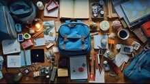 Everything That Fits In A Backpack Of A School Student In A Single Photo Between Personal Items And Utensils