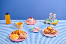 Pastry And Cupcake Selection Isolated On Pink Platter 