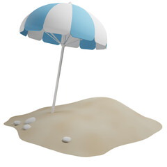 blue beach umbrella 3D illustration
