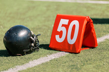 50 Yard Line On American Football Field