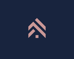 Wall Mural - Abstract geometric house logo. Home apartment building logotype. Vector illustration.