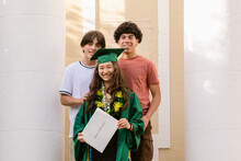 Graduation High School Teens Friends Portrait