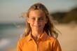 © Eber Braun - Portrait of cute little girl on the beach at sunset in summer