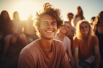 Canvas Print - Student at the celebration of farewell to summer. Back To School concept. Background with selective focus