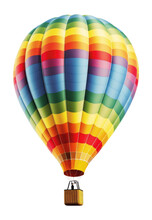 Colorful Hot Air Balloon Isolated On Transparent Background - Generative AI
