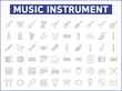 © yoojin - Simple Set of music instrument Related Vector Line Icons. Vector collection of sound, piano, guitar, accordion, oboe, saxophone, drum, marimba, xylophone and design elements symbols