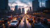 Fototapeta  - Navigating the Chaos of Rush Hour Traffic. Generative Ai