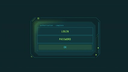 Canvas Print - hud element password entry - authorization window animation.
