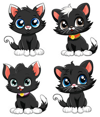 Wall Mural - Cute Kittens Cartoon Characters Collection