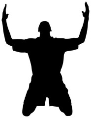 Canvas Print - Digital png silhouette image of male football player on transparent background