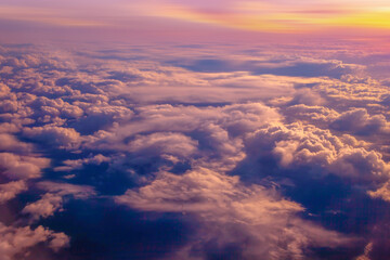 Wall Mural - abstract clouds background and texture, clouds and sky from airplane window view,