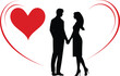silhouette of a couple forming love shape illustration on isolated background