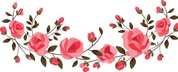 rose garland vector illustration for wedding decoration, home decoration and wall arts