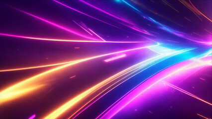 Wall Mural - abstract futuristic background with purple and blue glowing neon moving high-speed wave lines and bo