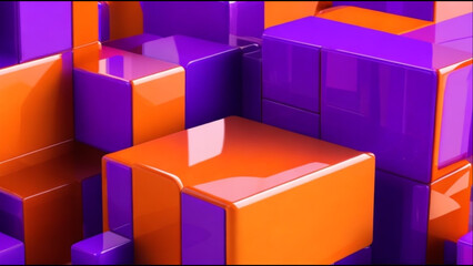 Wall Mural - abstract orange and purple cubes big blocks background ai generative
