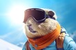 © Taborisova - Capybara in snowglasses ski goggles on natural mauntains background