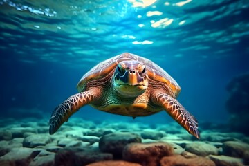 Wall Mural - a turtle in the sea