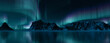 © RocknRoller Studios - Winter Terrain with Aurora Sky. Blue Sky Background with copy-space.