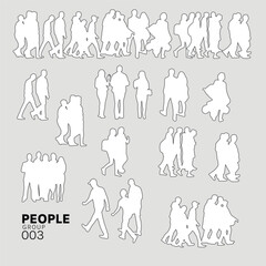 Wall Mural - Architectural Drawings group, crowd, people vector illustration, top view, human person Minimal style hand drawn. Sections, Elevations, Floor Plans.