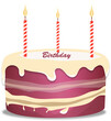 Pink cake with candles light for a birthday, png, element, icon