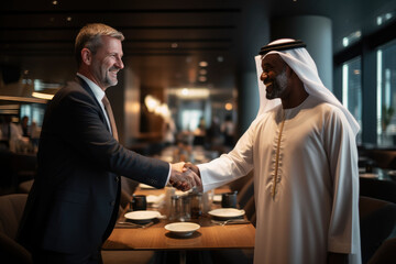 Wall Mural - Handshake of United Arab Emirates businessmen