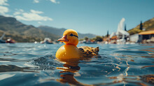 Yellow Rubber Duck Toy In The Sea