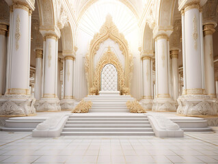 Sticker - Decorated empty throne hall. White throne.
