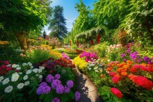 Paradise Garden Flowers. Generate Ai
