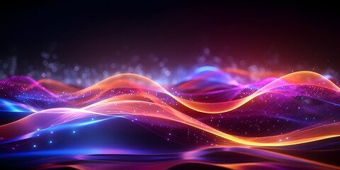 abstract futuristic background with blurry glowing wave and neon lines. spiritual energy concept, di