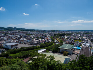 夏の青空と掛川城からの眺め　浜松方面　静岡県掛川市