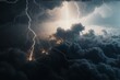 Thunder sky lights clouds. Generate Ai