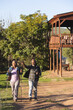 © Wavebreak Media - Senior african american couple with backpacks walking in sunny nature