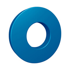 3d blue alphabet letter o for education and text concept