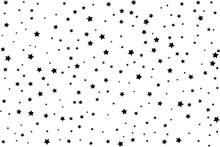 Starry Background. Vector Seamless Pattern With Stars. Monochrome Horizontal Texture. Swatch With Sparkles For Textile Design.