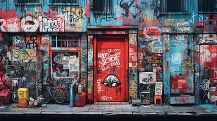 Wall Mural - abstract street art grafitti background, Genertive Ai