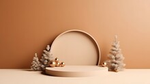 Product Podium Stand With Christmas Theme Background