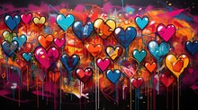 Abstract Street Art Grafitti Background, Heart Background, Genertive Ai