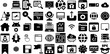 Mega Collection Of Web Icons Set Black Infographic Pictogram Court, People, Silhouette, Mark Pictograms Isolated On Transparent Background