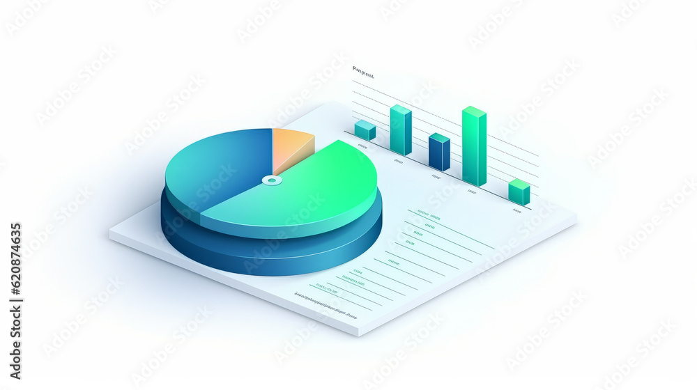 Business presentation data report illustration in isometric view ...